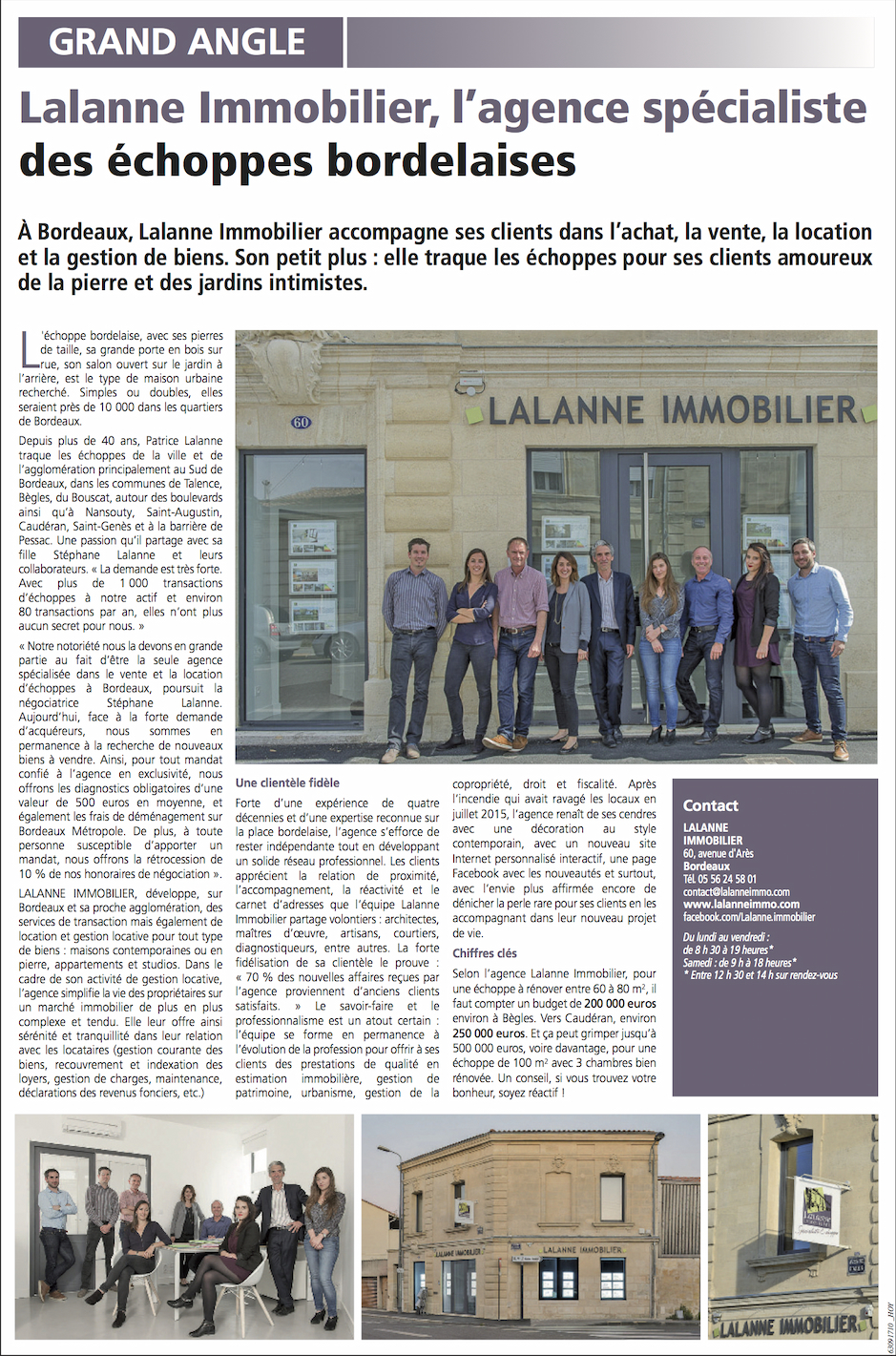 Article de Sud Ouest sur l'agence immobilière Lalanne Immobilier