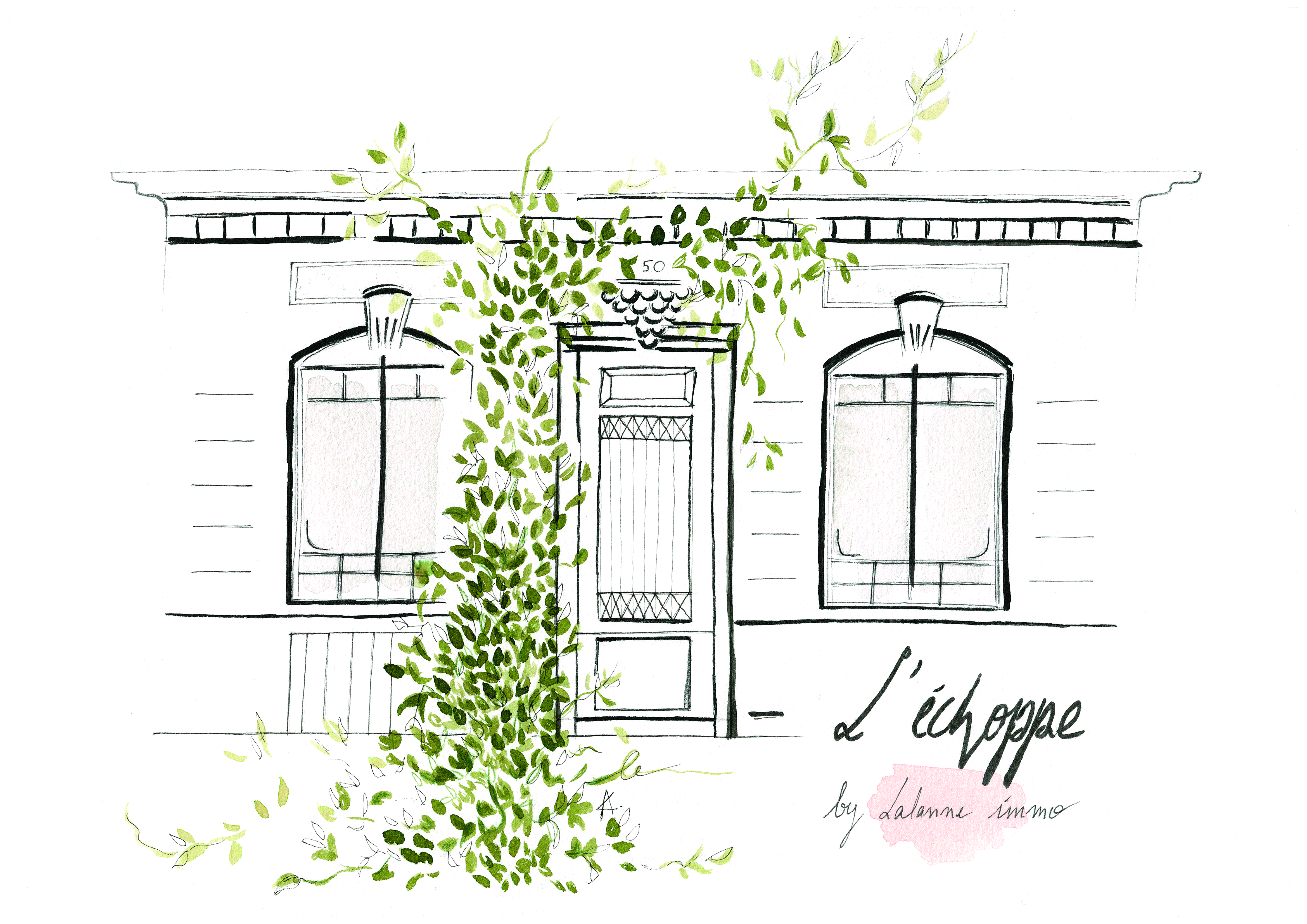 aquarelle échoppe bordelaise lalanne